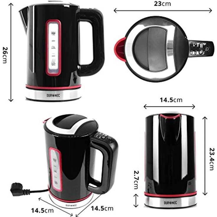 Duronic EK30 Wasserkocher, 3000W, 1,5L, doppelwandig, einstellbare Temperatur und Thermostat, schwarz – Bild 3