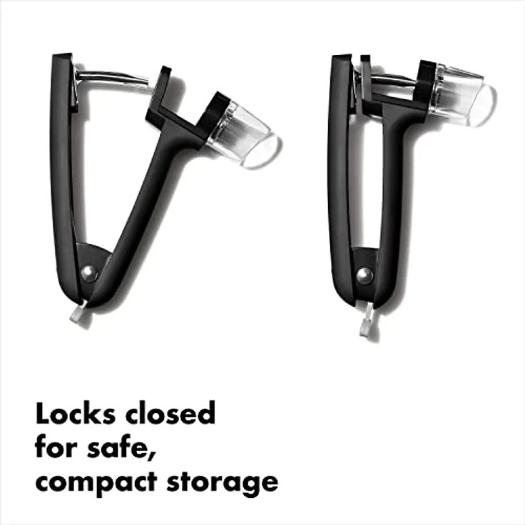 OXO Good Grips Kirschkernentsteiner / Olivenentkerner aus Edelstahl, schwarz – Bild 5