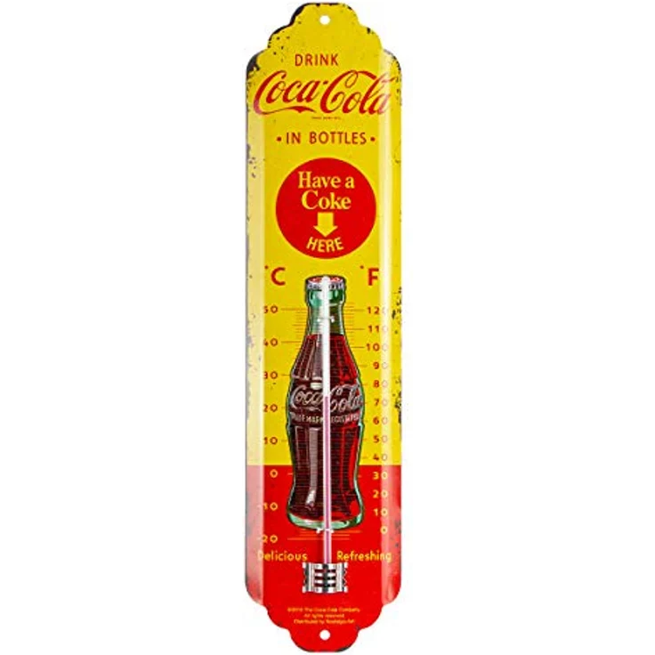 Nostalgic-Art Thermometer, Metall, Coca - Cola - In Bottles Yellow, 28 x 6.5 x 2 cm – Bild 2