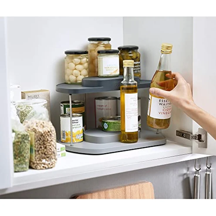 Joseph Joseph CupboardStore 2-stufiger drehbarer Organizer Grau für den Küchenschrank – Bild 5