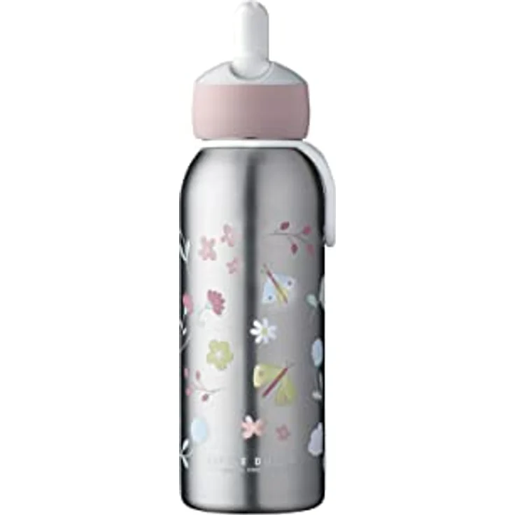 Mepal - Thermoflasche Flip-Up Campus - Isolierte Trinkflaschen Little Dutch - Edelstahl Thermosflasche - 9 Stunden heiß & 12 Stunden kalt - BPA-frei - 350 ml - Flowers & Butterflies - Preisvergleich – Bild 2