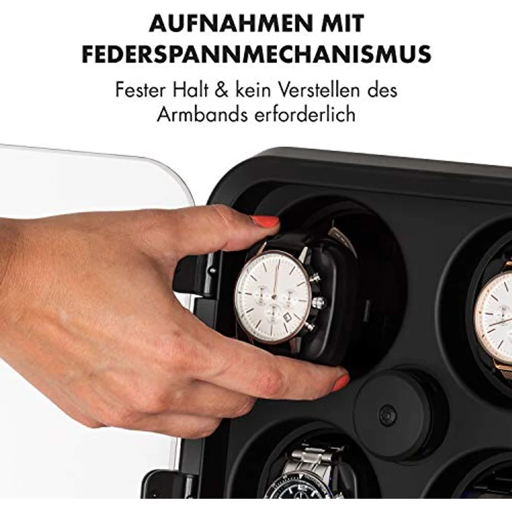 Klarstein Uhrenbeweger Clover, Automatikuhr Beweger mit vier Drehtellern und LED-Beleuchtung – Bild 5