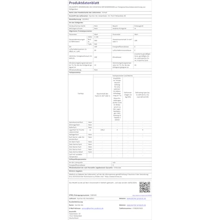 homeX CB1991E Einbaukühlschrank, 199 Liter, ohne Gefrierfach, Schlepptürtechnik, LED-Beleuchtung, 39 dB, für 122 cm Nische – Bild 10