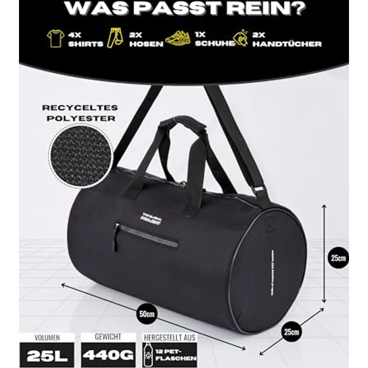 The Global Project Sporttasche 25 L, faltbare Allzweck-Sporttasche, wasserabweisend, recycelte Materialien – Bild 2