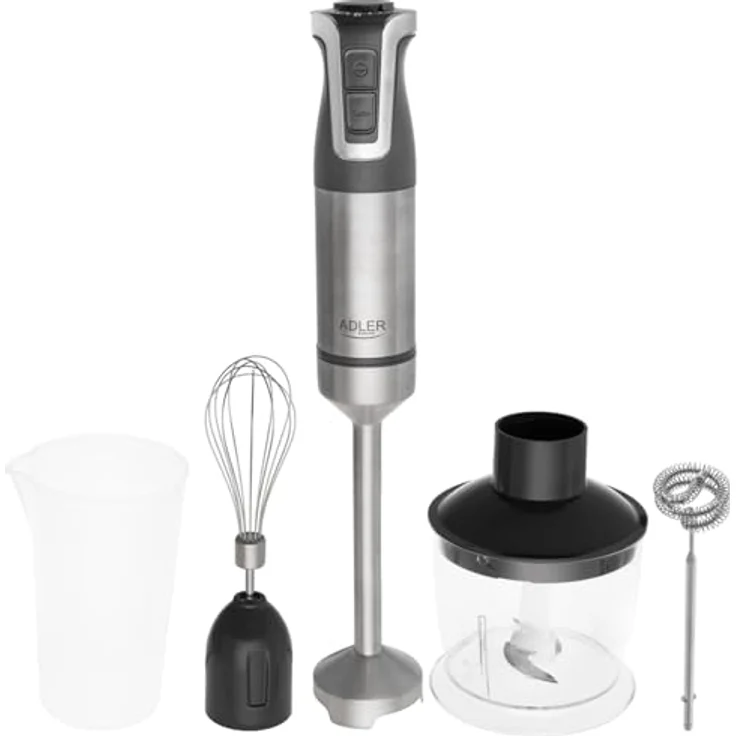 Adler Stabmixer AD 4627, 1800 W, Handmixer Set mit 20 Geschwindigkeitsstufen und Turbo Funktion, grau – Bild 2