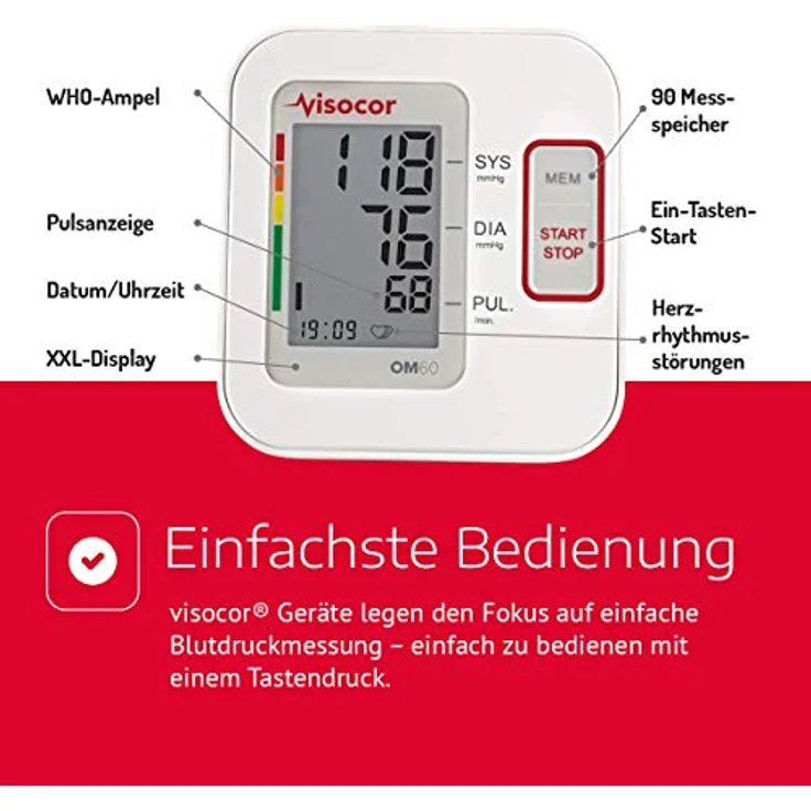 Visocor Oberarm Blutdruckmessgerät OM60 – Bild 3