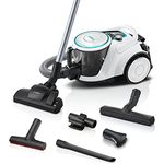 Bosch Staubsauger beutellos Serie 6 BGC41XHYG, Bodenstaubsauger, ideal für Allergiker, Hygiene-Filter, 10 Jahre Motorgarantie, Bodendüse für Parkett, Teppich, starke Saugleistung, leise, 700 W, weiß