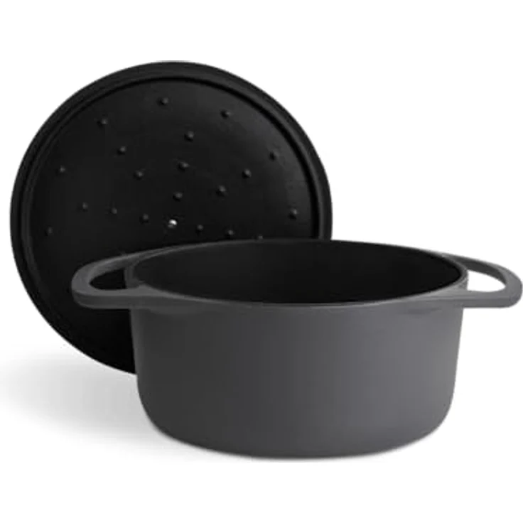 Springlane Bräter »Clara«, Gusseisen, Cocotte mit Deckel & Rezeptheft, Grau, rund, 24 cm, 4 l – Bild 3