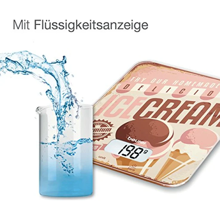 Beurer KS 19 Ice-Cream Küchenwaage, digitale, mit Tara-Zuwiegefunktion, Sensortastenbedienung, 5kg Tragkraft – Bild 3
