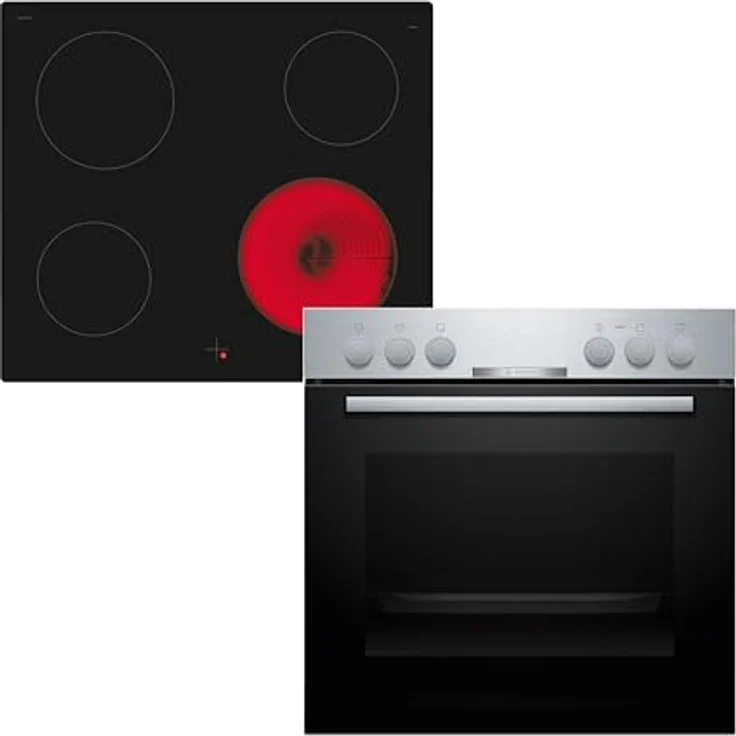 Bosch HND210CS63, Einbau-Herd-Set 60 cm, 3D-Heißluft, 71 l Garraum, Edelstahl & Elektro-Kochfeld 60 cm, rahmenlos, Herdgesteuert – Bild 1