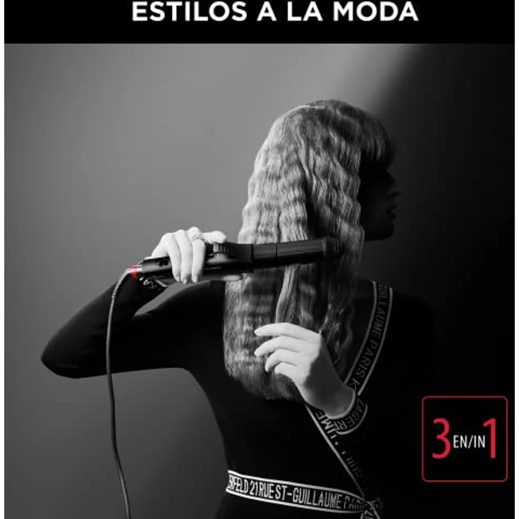 Rowenta Multistyler 3in1 Karl Lagerfeld Konisch CF451L 3-in-1 Multistyler 35 mm: Glätten, Wellen und Locken, Keramikbeschichtung, Temperaturregelung bis 200°, 2 integrierte Kämme, Schwarz/Rot – Bild 3