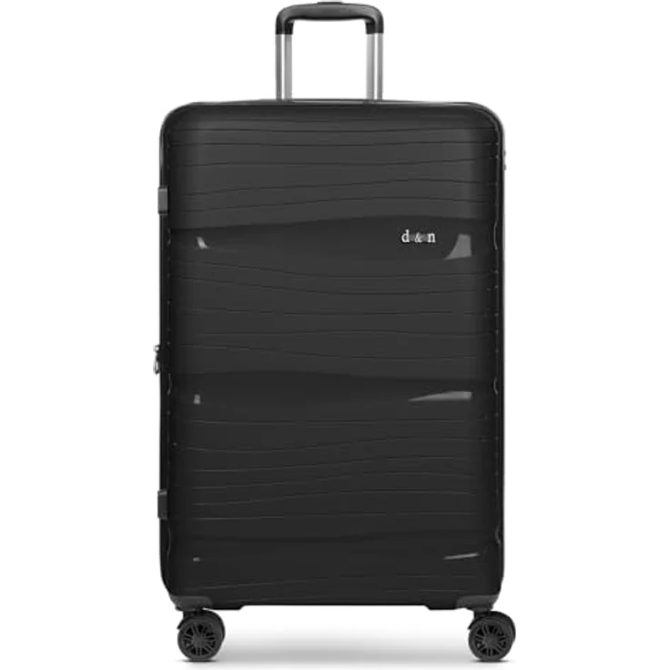D&N Koffer Travel Line 4300-Plus 4 Rollen Trolley L 76 cm mit Dehnfalte Schwarz (96 l, XL) – Bild 2
