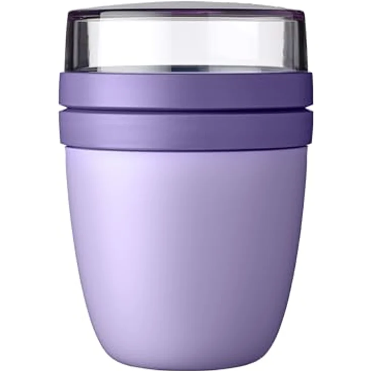 Mepal Lunchbox Lunchpot Ellipse, Joghurt & Müsli genial getrennt, mikrowellengeeignet, 500ml + 200ml, Vivid Lilac – Bild 2