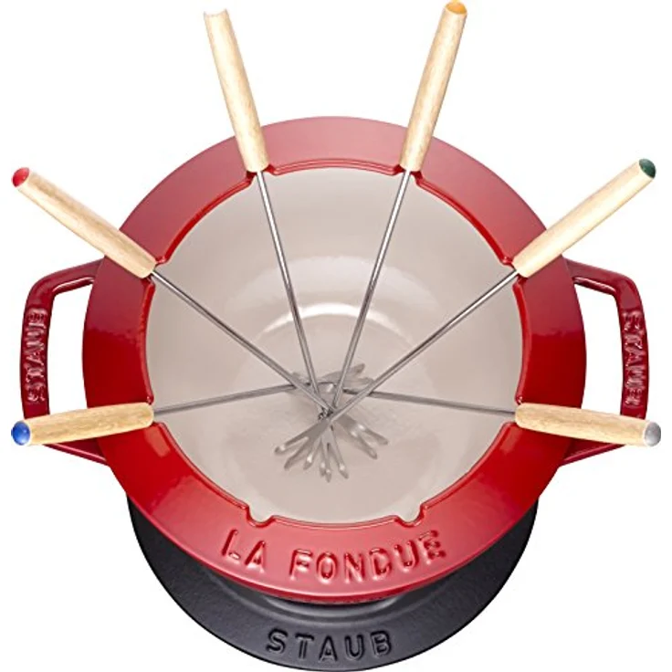 Staub Fondueset, Induktionsgeeignet, Gusseisen, Kirschrot, 18 cm Durchmesser, rot – Bild 2