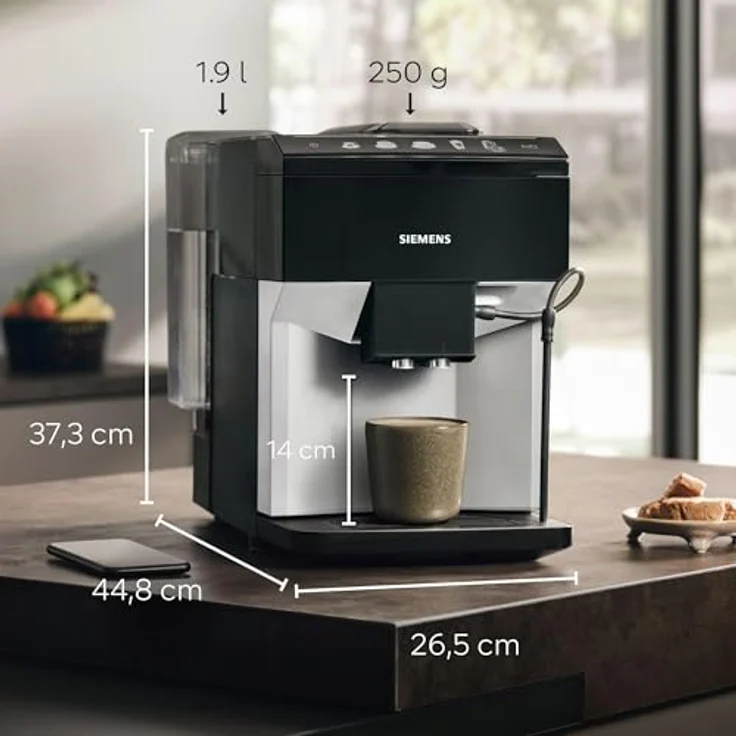 Siemens EQ500 TP511R01, Kaffeevollautomat mit CoffeeSelect Display, integriertem Milchsystem und Aromadouble Shot, Schwarz – Bild 6