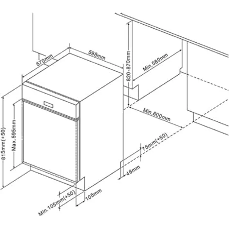 PKM GSP12-5FI Geschirrspüler, vollintegriert, 12 Gedecke, 5 Programme, A Energieeffizienz, Halbe Beladung Funktion – Bild 5