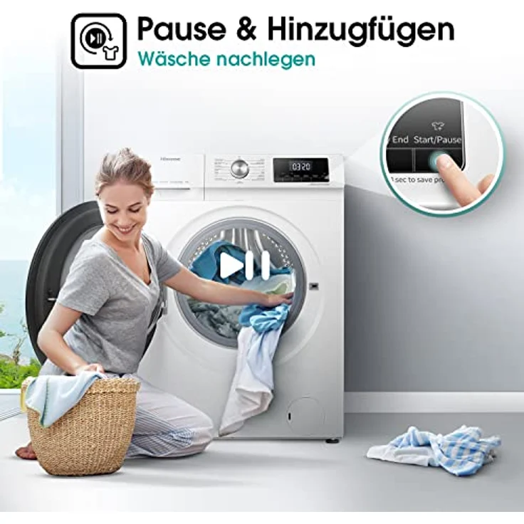 Hisense WFQA7014EVJM, Frontlader-Waschmaschine, A, Fassungsvermögen 7 kg, Standgerät, Breite 60 cm – Bild 7