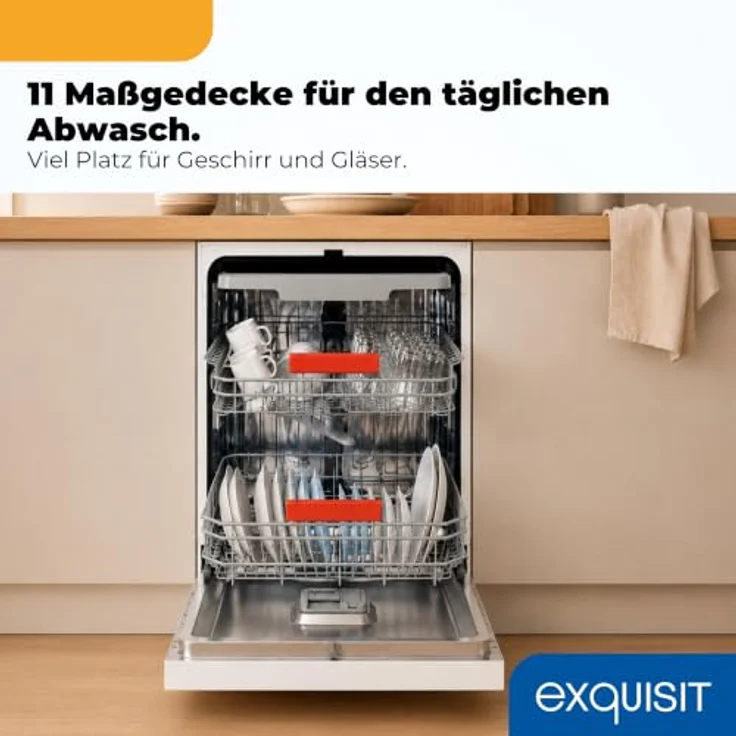 Exquisit GSP59311-450C Geschirrspüler für 11 Maßgedecke, Energieklasse C, 7 Spülprogramme, Aquastop, Besteckschublade, Unterbaufähig, Weiß – Bild 5