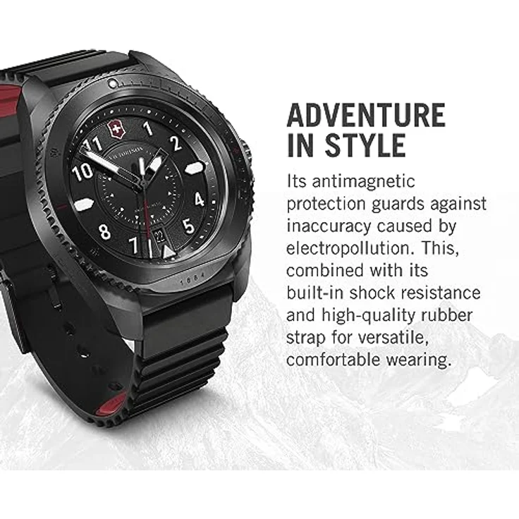 Victorinox Herren Armbanduhr Journey 1884 Ø 43 mm, Swiss Made, Wasserdicht bis 200 m, Kautschuk-Armband, Schwarz – Bild 3