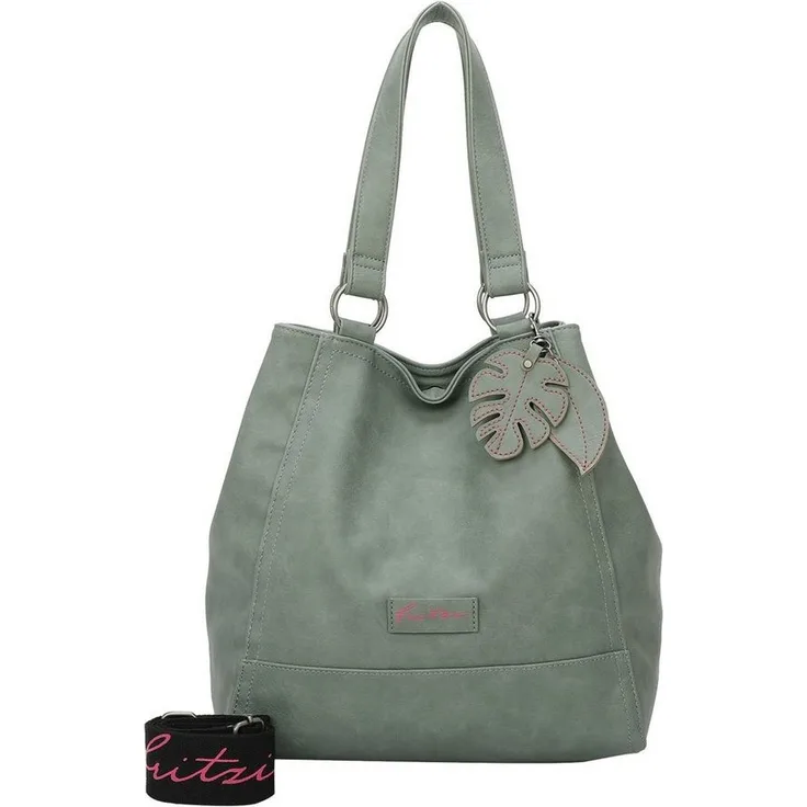 Fritzi aus Preußen Shopper Eco Joy01, Schultertasche mit variabler Form, Leaf (grün)