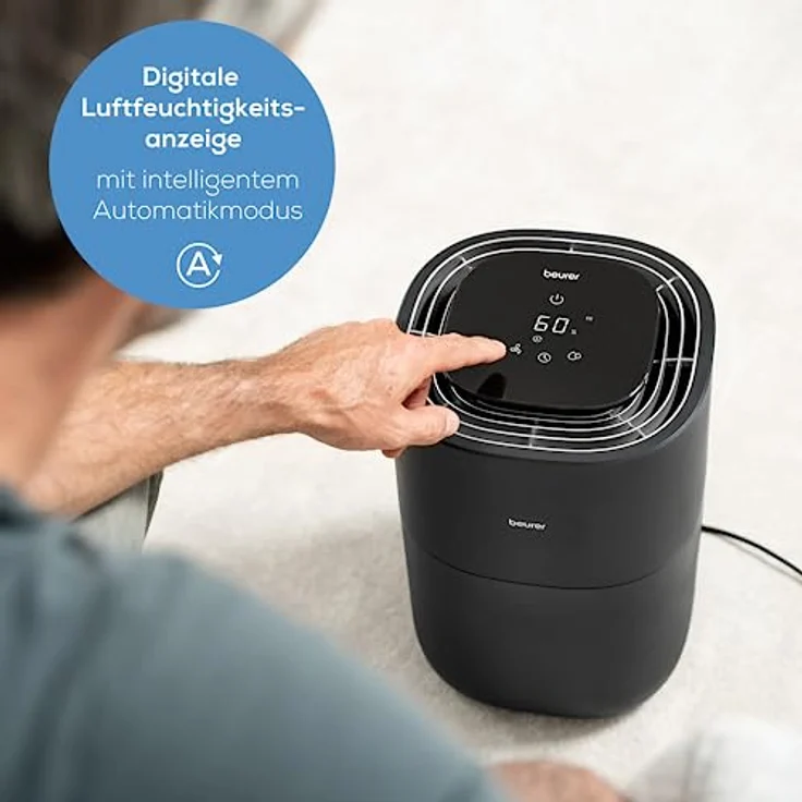 Beurer LB 200 Luftbefeuchter mit energieeffizienter Kaltverdunstungstechnologie, hygienische konstante Befeuchtung der Luft, mit Filtertrocknungsfunktion, 3 Befeuchtungsstufen, für Räume bis ca. 30m² – Bild 3