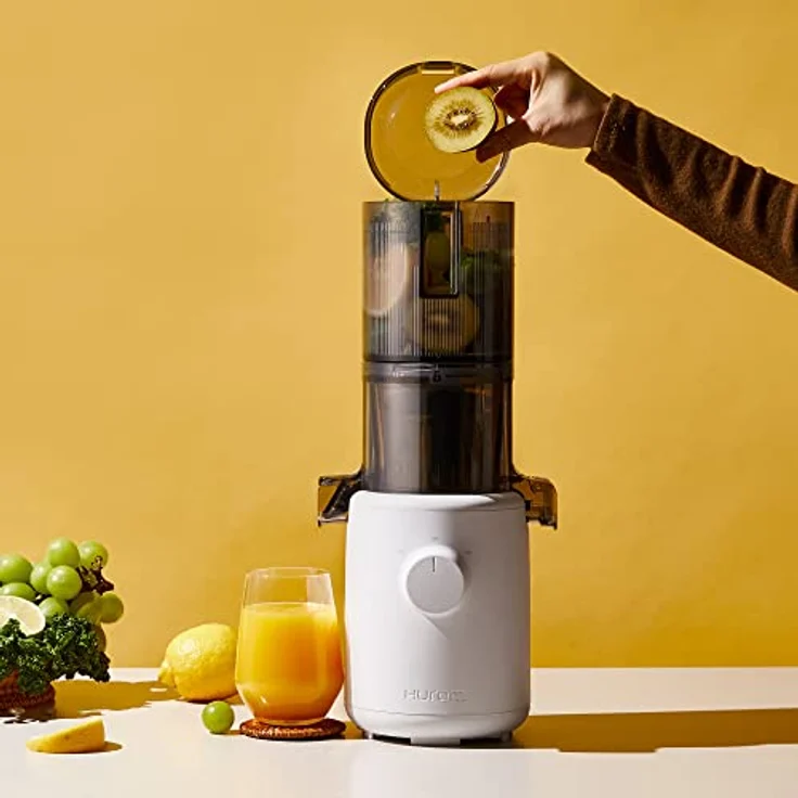 HUROM | Slow Juicer | Entsafter Gemüse und Obst | H310A | Elektrische Kaltpresse | Ruhiger Motor | Leicht zu Reinigen | 220ml | 100 Watt | BPA Frei |Schlankes Design | Weiß – Bild 2