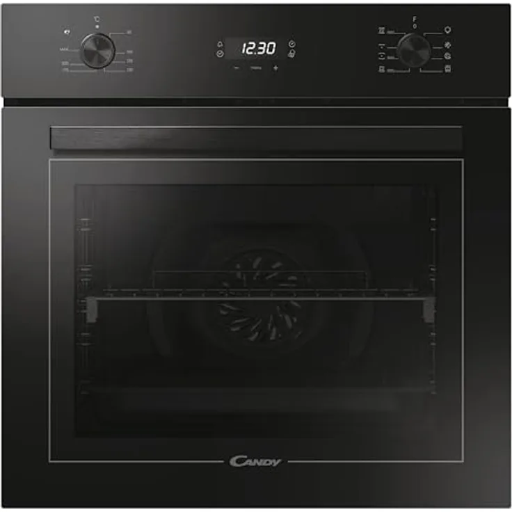 Candy FMBC 955S Einbaubackofen mit Heißluft/Dampffunktion 70L/Katalyse Selbstreinigung/Versenkbare Knebel/Display mit Touch-Bedienung/Timer/Uhr 8 Programme Schwarz