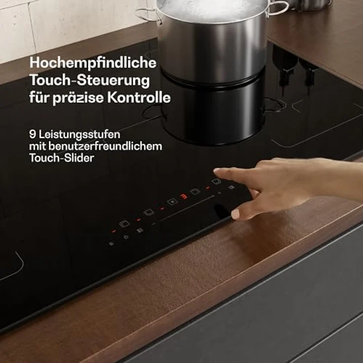 Klarstein Velaire Induktionskochfeld 90cm, 5 Zonen, 7200W Boost, Touch-Slider, Timer, Kindersicherung, Restwärmeanzeige, Flexzonen, Glas – Bild 5