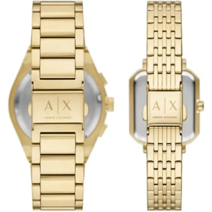ARMANI EXCHANGE Chronograph AX7171SET, 2-tlg. Set mit Partneruhr, goldfarbene Quarzuhr mit Edelstahlarmband – Bild 4