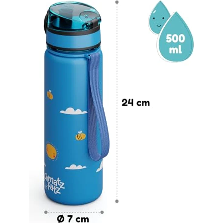Klarstein Schmatzfatz Trinkflasche, auslaufsichere Kinderflasche 500 ml mit Fruchtaufsatz, BPA-frei, ideal für Kindergarten und Sport – Bild 7