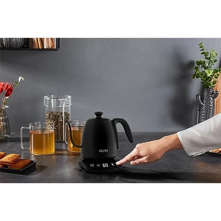 Krups BW9238 Café Control Gooseneck Wasserkocher | Schwanenhals-Auslauf | 1 l Fassungsvermögen | digitale Anzeige | 8 Einstellungen | 30 min Warmhaltezeit | Schwarz Matt – Bild 5