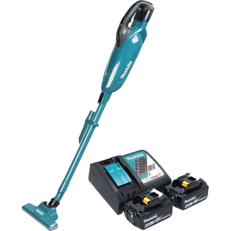 Makita DCL 283 F Akku-Handstaubsauger, 18 V, 0,73 l, Brushless, 2x 6,0 Ah Akkus, Ladegerät, leise, beutellos