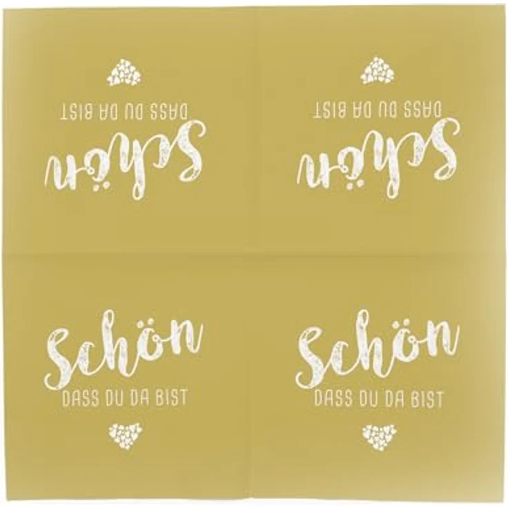 itenga Servietten Schön dass du da bist, 3-lagig, 30 x 30 cm, 40 Stück, currygelb für Kommunion, Konfirmation, Hochzeit und Taufe – Bild 4