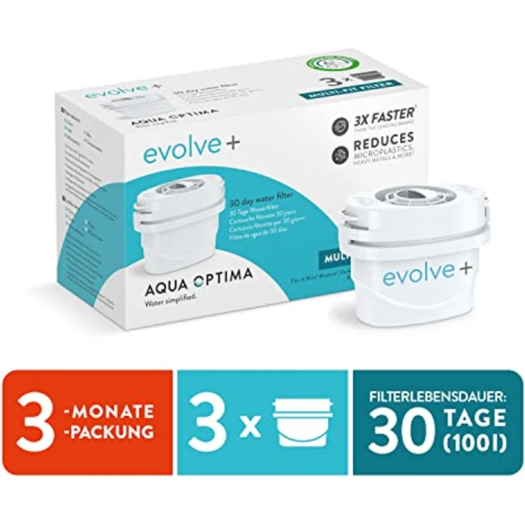 AQUA OPTIMA EVOLVE+ 3x Ersatzfilter für Karaffe, Wasserfilter in Weiß, Kunststoff – Bild 2