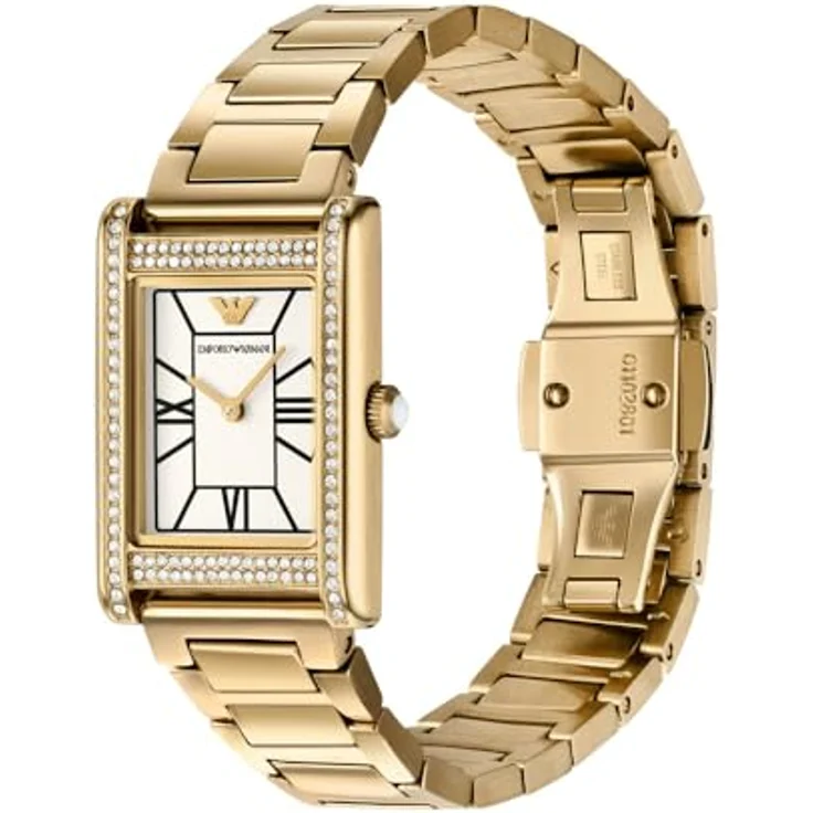 EMPORIO ARMANI Damen Analog Quarz Uhr AR11659, goldfarbenes Edelstahl-Armband, 22-mm-Gehäuse, 50 m wasserdicht – Bild 3