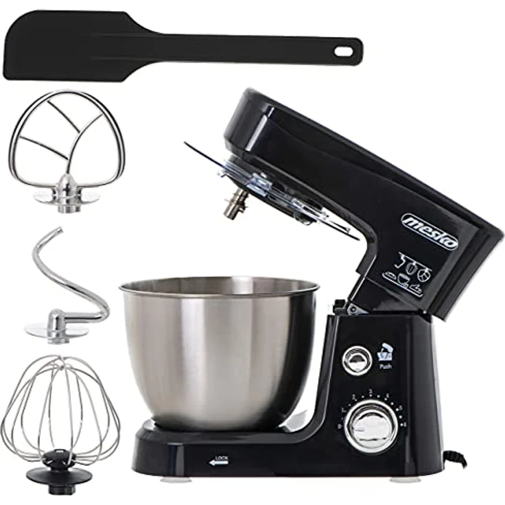 Mesko MS 4217 Küchenmaschine 1200 Watt, 3,5 Liter Schüssel, 6 Geschwindigkeiten, schwarz – Bild 5