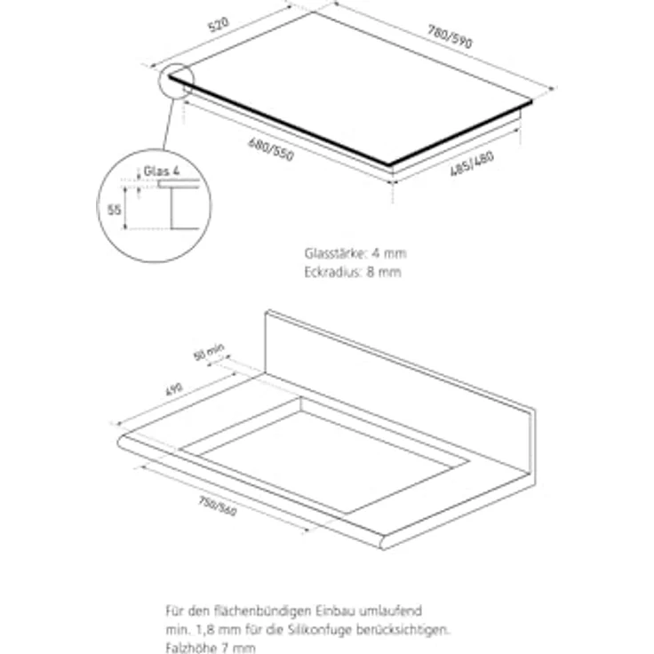 Oranier Induktions-Kochfeld FLI660, 60 cm, Multi-Slider-Bedienung, 4-fach Booster, rot LED-Anzeige - Preisvergleich – Bild 4