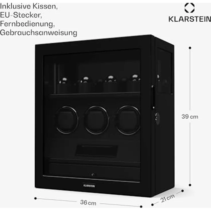 Klarstein SecureTouch Uhrenbeweger, 3+4 Uhren mit Mabuchi Motor, Klavierlack, 41 Modi, Fingerabdruckschloss, integrierte Schmuckschublade und LEDs – Bild 7