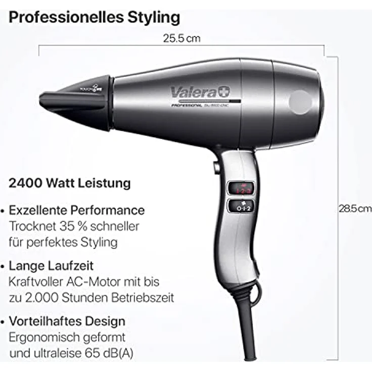 Valera Professioneller Ionen-Haartrockner Swiss Silent Jet 8600 für leises und schnelles Trocknen, 2400 Watt – Bild 2