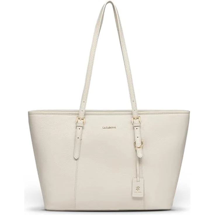 Lazarotti Bologna Leder Shopper Tasche, 100% Leder, beige, 35 cm x 13.5 cm x 28 cm – Bild 1