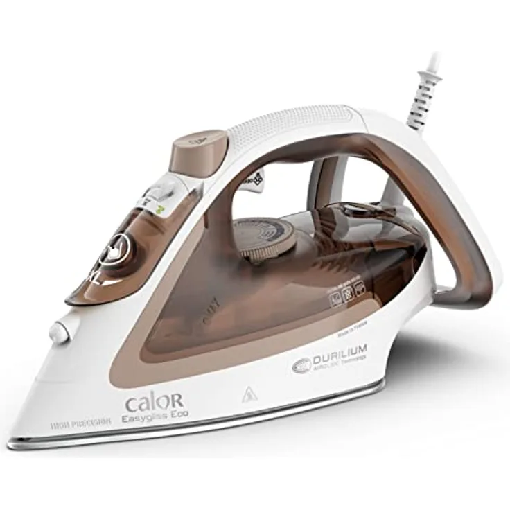 Calor Easygliss Eco Dampfbügeleisen, 2800 W, Dampfleistung 50 g/min, Dampfstoß 240 g/min, bis zu 30% Energieeinsparung, Durilium Airglide, hergestellt in Frankreich, Ton FV5780C0