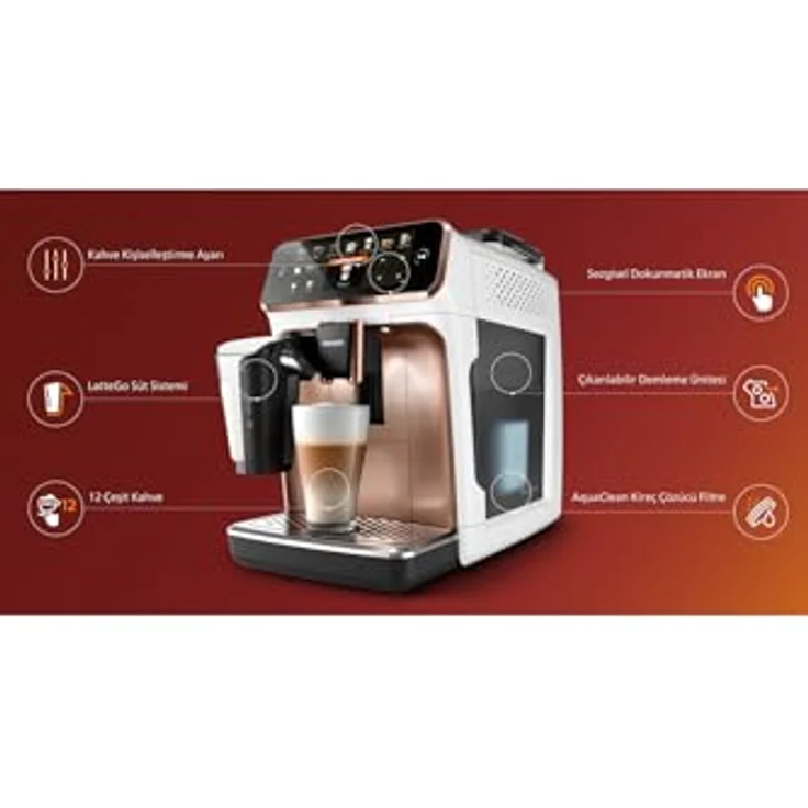 Philips Kaffeevollautomat EP5443/70 5400 Series, 12 Kaffeespezialitäten, Chromdesign, mit LatteGo-Milchsystem und TFT-Display – Bild 4