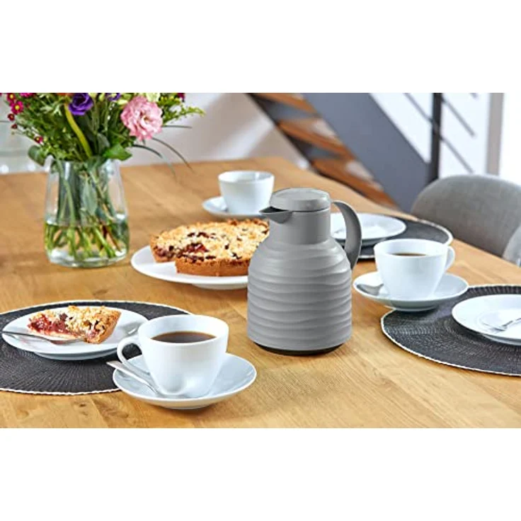 Emsa N4010900 Samba Wave Isolierkanne 1,0 Liter stone Quick-Press Kunststoff, Glas-Isolierkolben, Kaffeekanne: 12h heiß-24h kalt, made in Germany, 100 % dicht, stone – Bild 4
