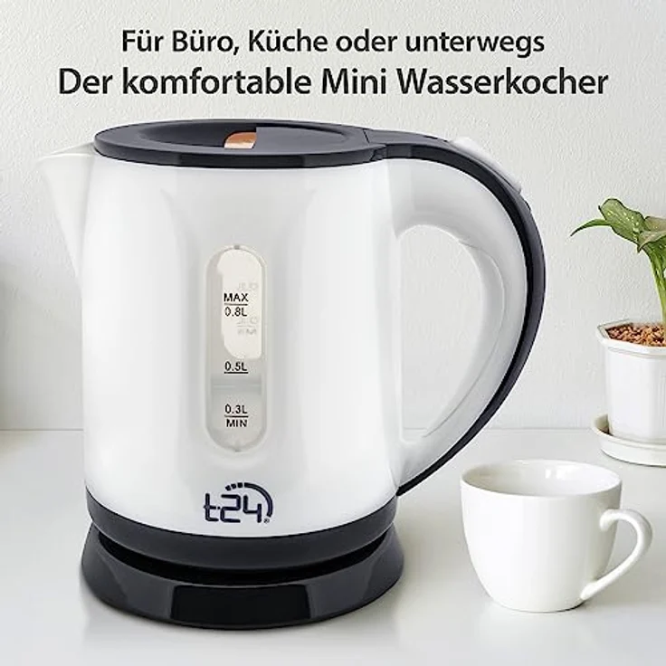 T24 Mini Wasserkocher Reisewasserkocher 0,8 Liter , 1100 Watt, weiß – Bild 8