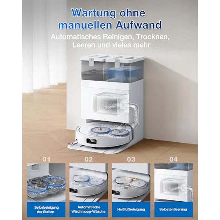 ECOVACS DEEBOT T30e Omni Saugroboter mit Wischfunktion, 25.000 Pa Saugkraft, All-in-One-Station, OZMO Turbo 2.0, TrueMapping 2.0 und ZeroTangle 3.0 – Bild 4