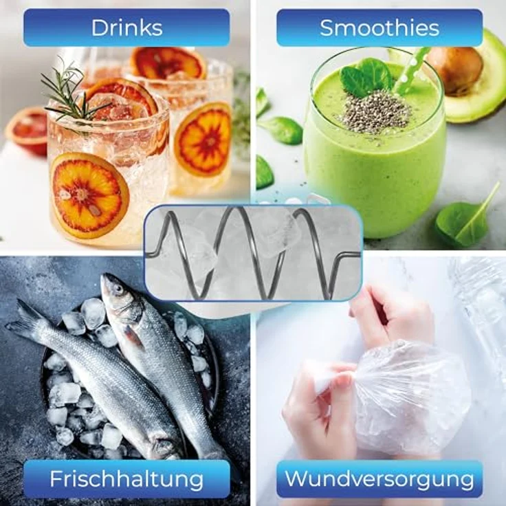 KLAMER 3-in-1 Eiswürfelmaschine mit Crushed Ice, Wasserspender, Selbstreinigung, Edelstahl, Schwarz, 12 Eiswürfel in 7-12 min – Bild 8