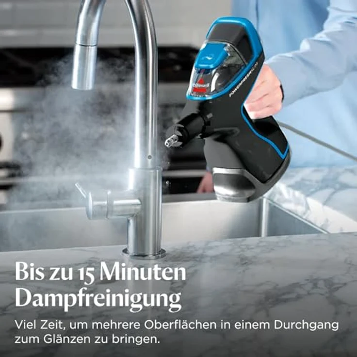 Bissell PowerFresh Slim Steam Dampfreiniger, 3-in-1 Dampfreiniger für Hartböden, Schwarz, Silber – Bild 4