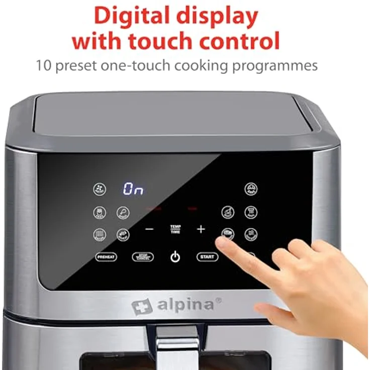 alpina Airfryer XXL - Heißluft-Fritteuse 8L - 80 bis 200°C - 1800W - Digitales Display – Bild 5