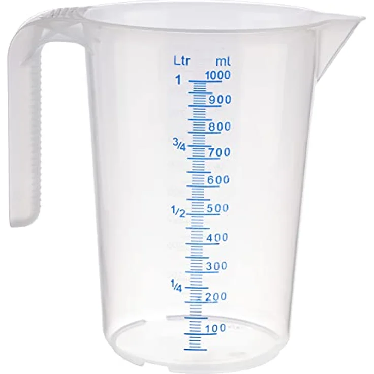 Messbecher -STACKABLE- Ø 12 cm, H: 16,5 cm, 1 Liter Polypropylen mit offenem Griff geprägte Maßskalierung außen Liter- - Milliliter-Einteilung – Bild 2