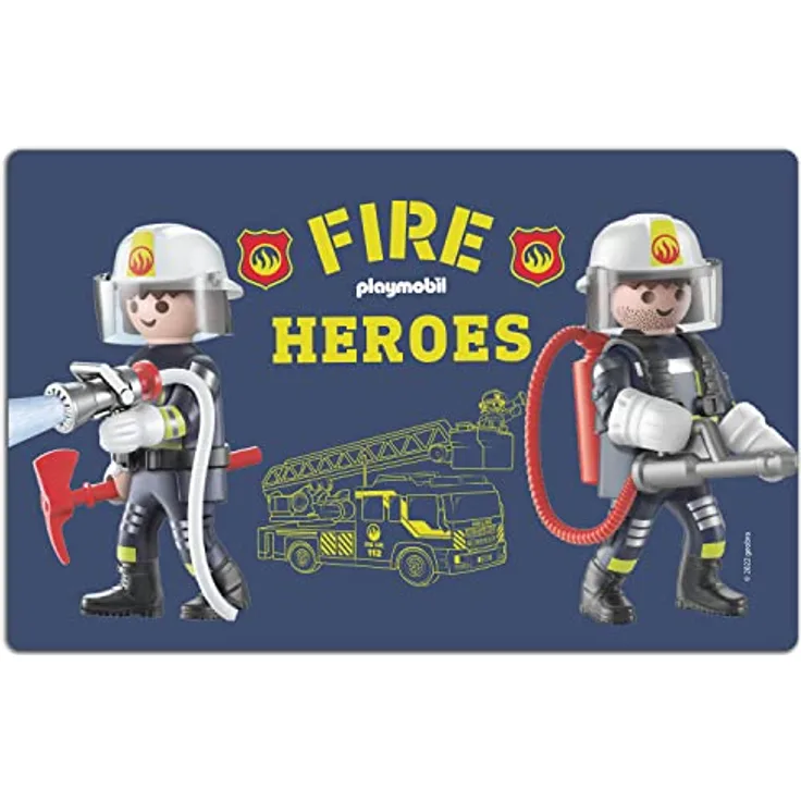 Playmobil Brettchen - City Action Feuerwehr Frühstücksbrettchen Schneidebrett aus Resopal
